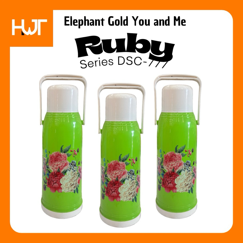 [ HWT ] HIJAU PUPUS Termos Elephant GOLD | Series Ruby | DSC-777 | Kapasitas 2 Liter - Tahan 48 Jam