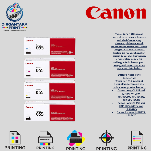 Toner Canon 055 Original (B,C,M,Y) 2000-2100 Pages