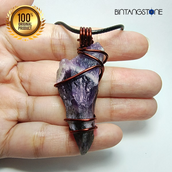 Kalung Batu Alam Amethyst Uruguay Junder Asli Chevron Dream Brazil Bandul Pendulum Kristal Amethyst 
