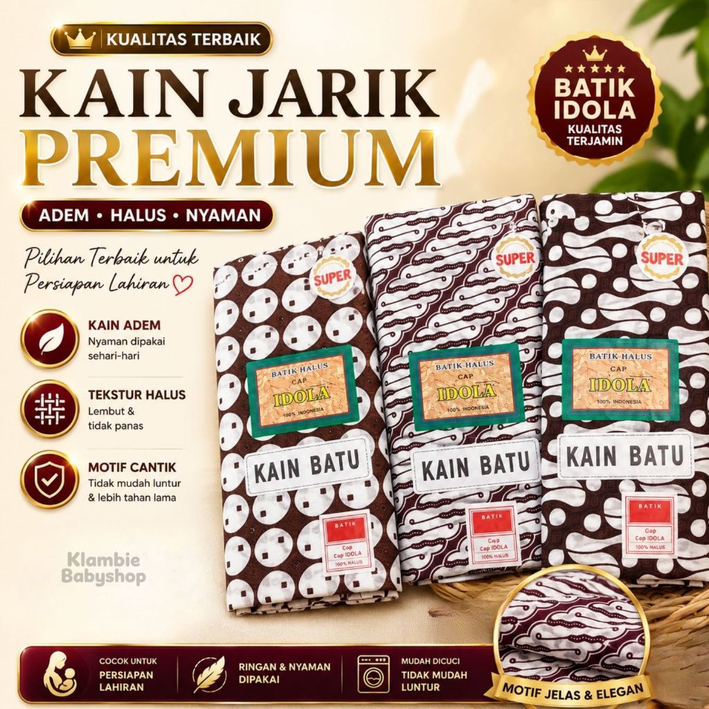 Kain Jarik Batik Premium Adem Halus Nyaman Jarik Persiapan Lahiran Motif Batik Putih Idola