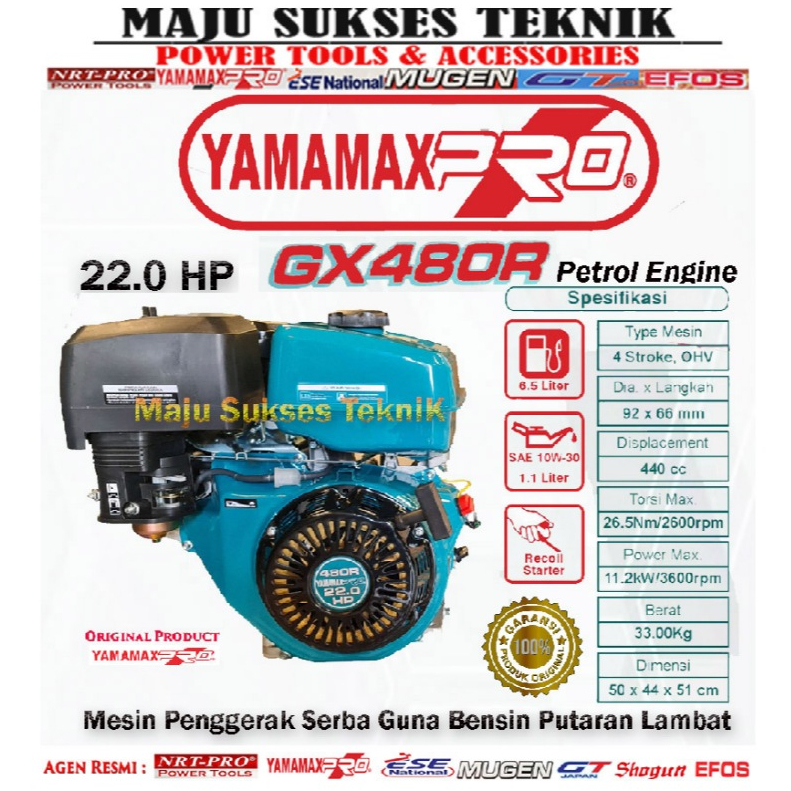 Mesin Bensin Penggerak Serbaguna Putaran Lambat 22.0 HP / Reducer Petrol Gasoline Motor Engine 22 HP