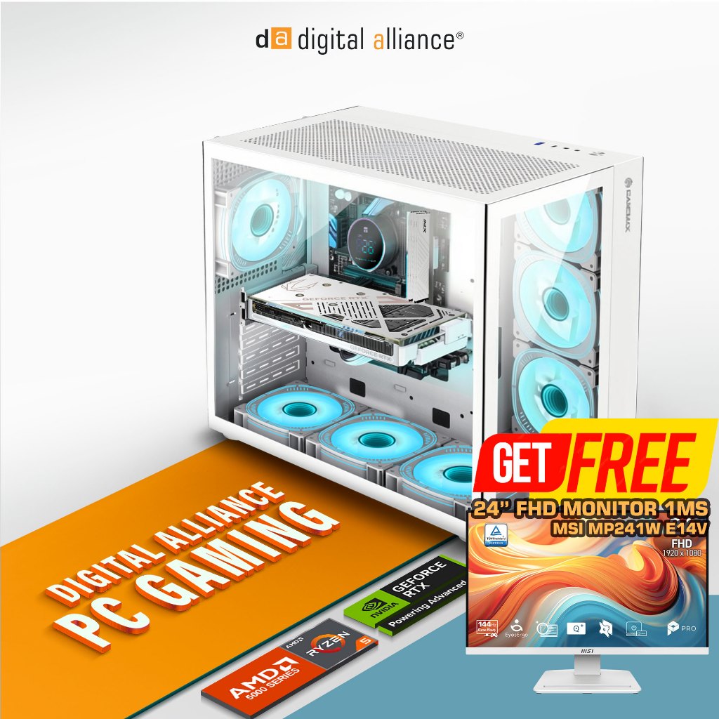 DIGITAL ALLIANCE GAMING PC RYZEN 5 5600X RTX 5060 8G/ 32GB 1TB RAKITAN PC GAMING FULLSET WHITE EDITI
