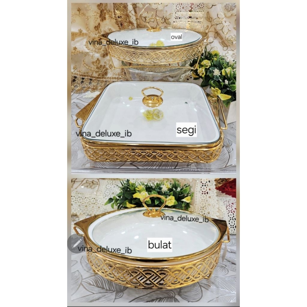 Prasmanan Keramik Stainless Gold Satuan (Bulat, Oval, Segi)