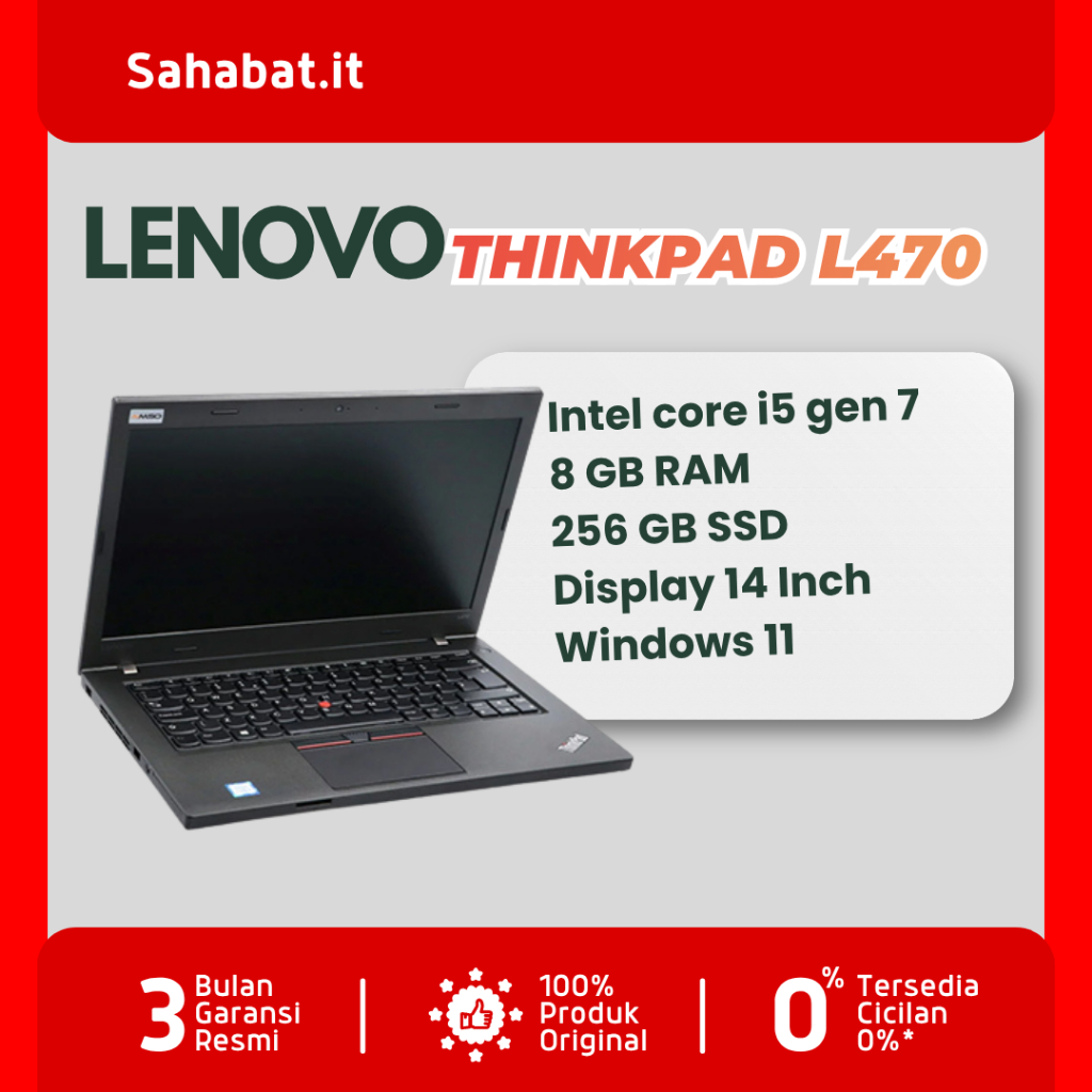 Laptop Lenovo Thinkpad L470 Core i5 Gen 7 Ram 8GB Ssd 256G Murah