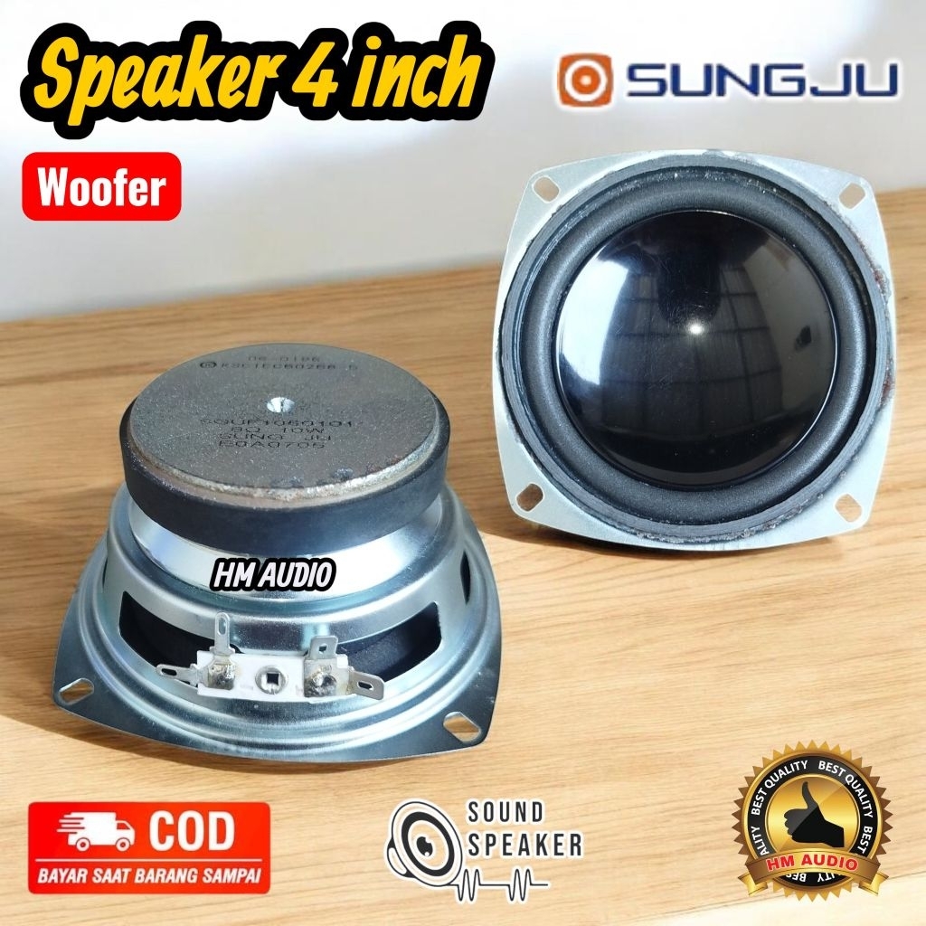 Speaker 4 inch Korea Sungju IQC SAMSUNG magnet besar Daun cekung