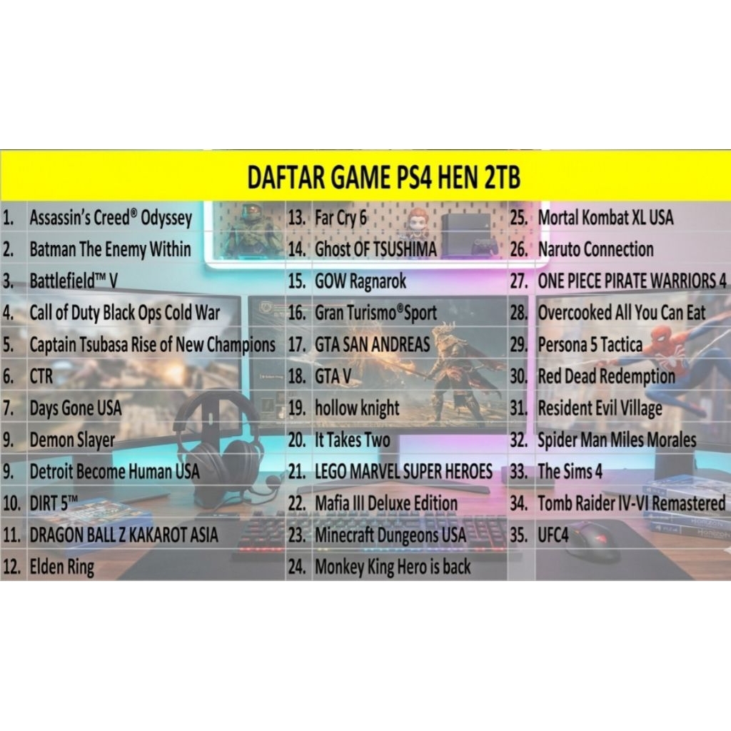 Hardisk External PS4 Hen 2 TB isi 35 game PNP