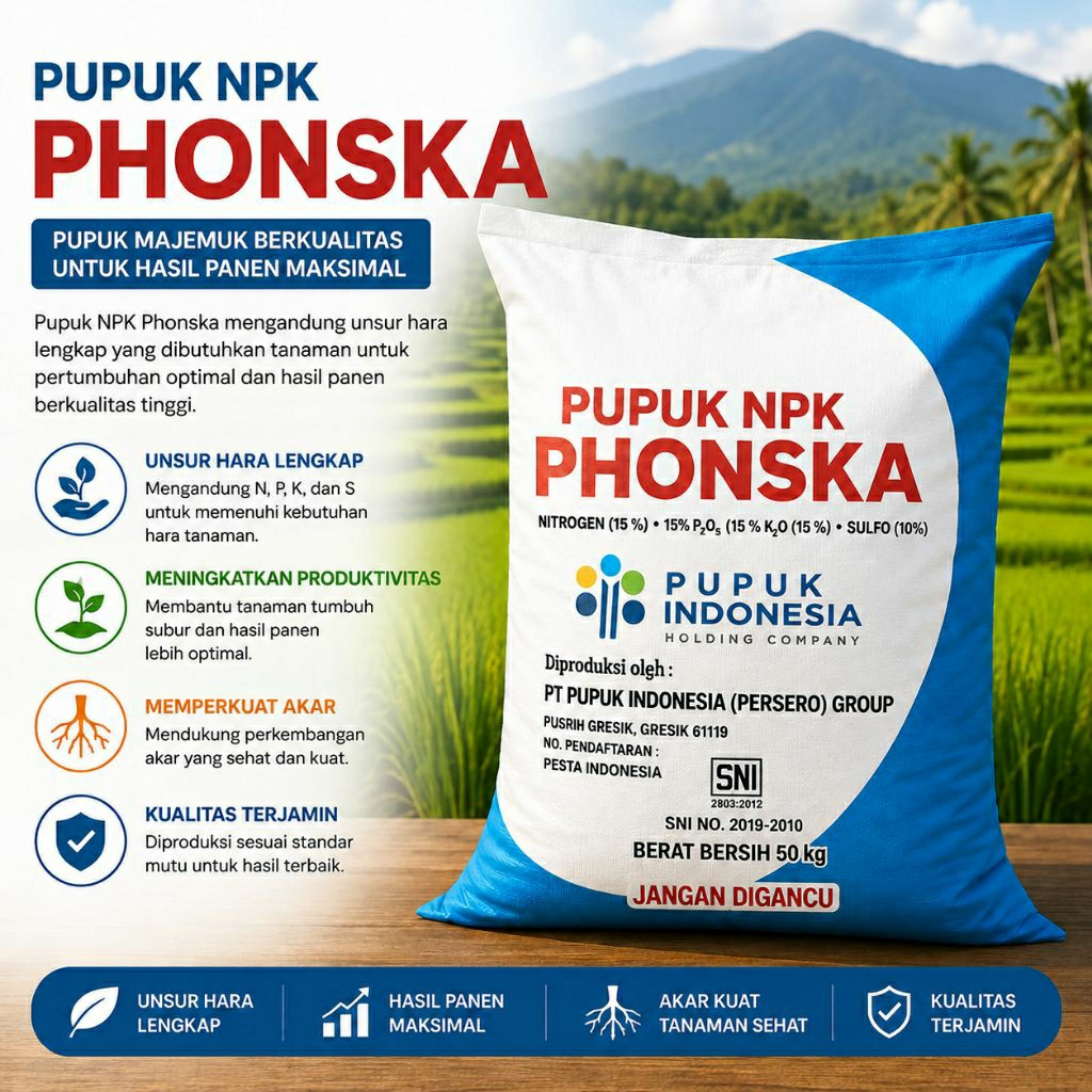 50Kg Pupuk NPK PHONSKA ORIGINAL Satu Karung Full