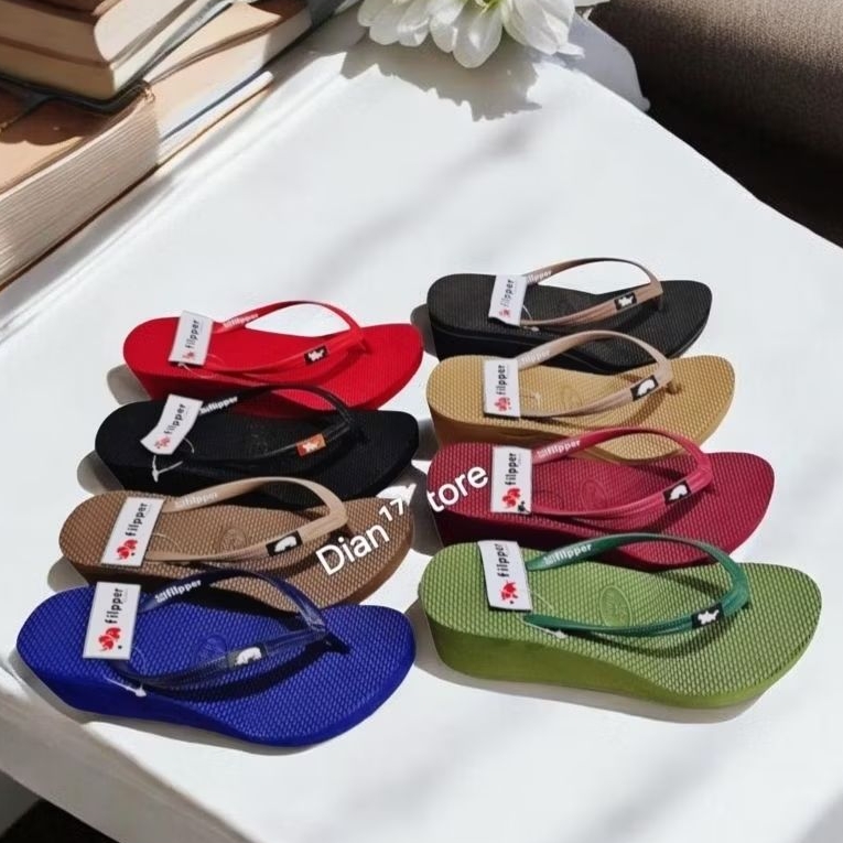 SANDAL JEPIT WEDGES  PEREMPUAN FLIPPER TINGGI 5CM FULL COLOUR  SIZE 36-40, SANDAL  WEDGES WANITA KEK