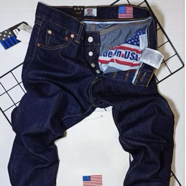 Celana Panjang Jeans Pria USA Original Denim Selvedge Reguler Fit