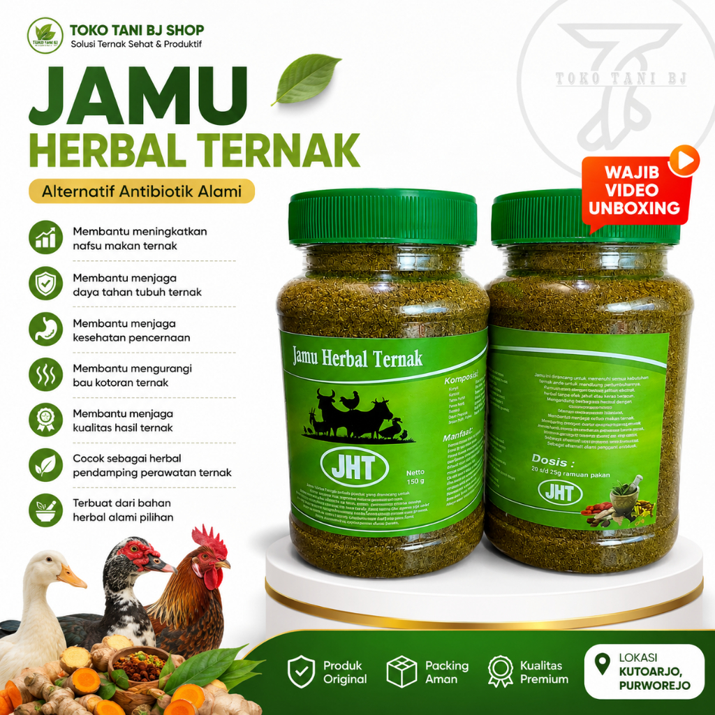 BJ SHOP Jamu Herbal Ternak 150gr untuk Ayam Bebek Entok Rambon Jumbo Herbal Pakan Ternak