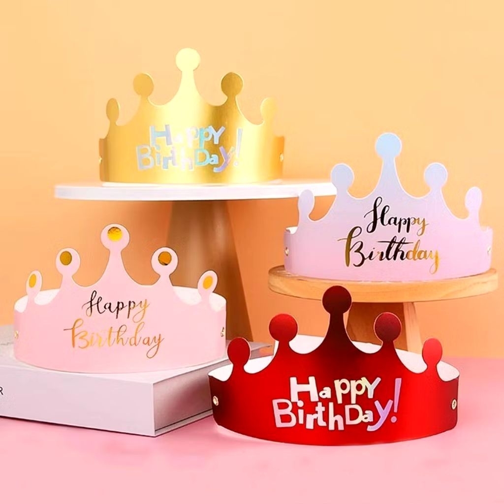 Topi Ulang Tahun Mahkota / Topi Ultah Mahkota /Topi Mahkota Ulang Tahun / Topi Mahkota Kertas