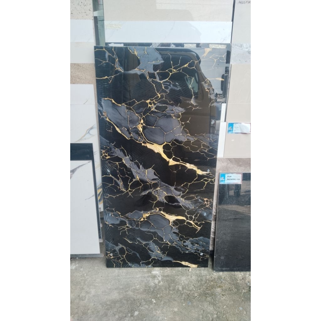granit arna 60x120 hitam glazed polish mengkilap