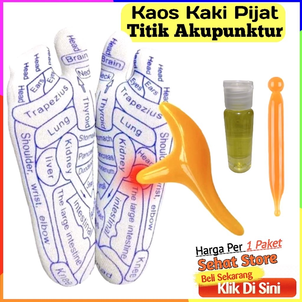 Kos Kaki Zona Terapi Refleksi Titik Akupuntur Alat Bantu Pijat Pijit Pijet Kaus Kaos Telapak kaki Th