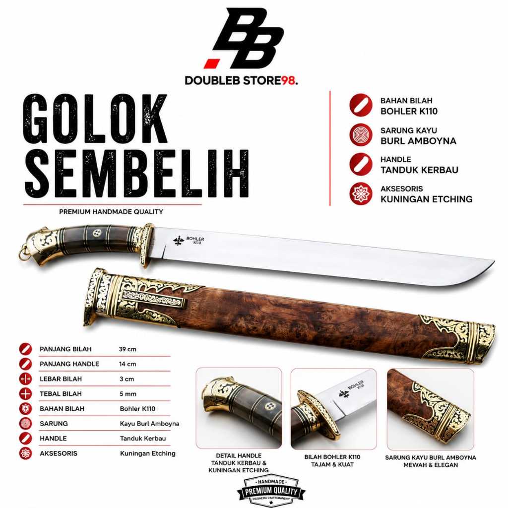 PISAU / GOLOK SEMBELIH PREMIUM BOHLER K110 TANDUK KERBAU