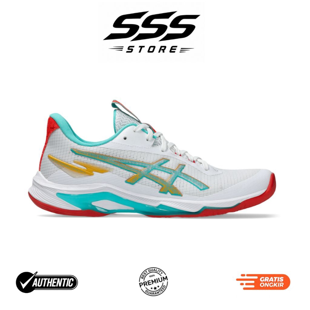 SEPATU ASICS NETBURNER BALISTIC FF 4 WHITE CYAN RED