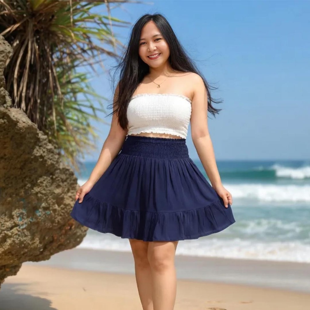 Rok rayon pendek datar pantai bali bawahan
