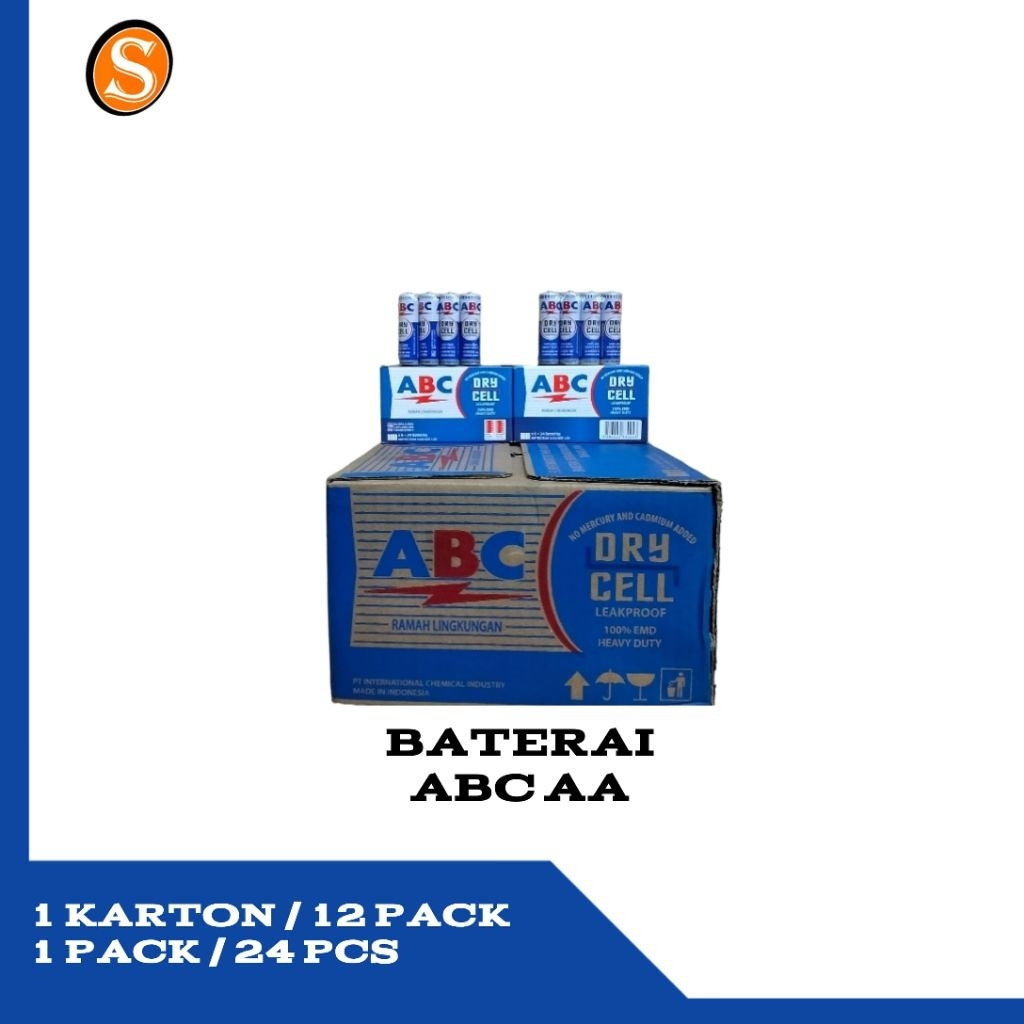 [1 KARTON] BATERAI/BATTERY/BATTERAI/BATREY/BATRAI JAM DINDING ABC BIRU AA - 1 KARTON