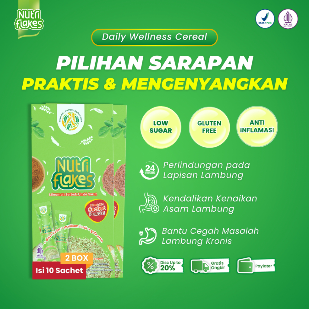 Nutriflakes Sachet Sereal Pilihan Sarapan Praktis Original Umbi Garut 1 Box