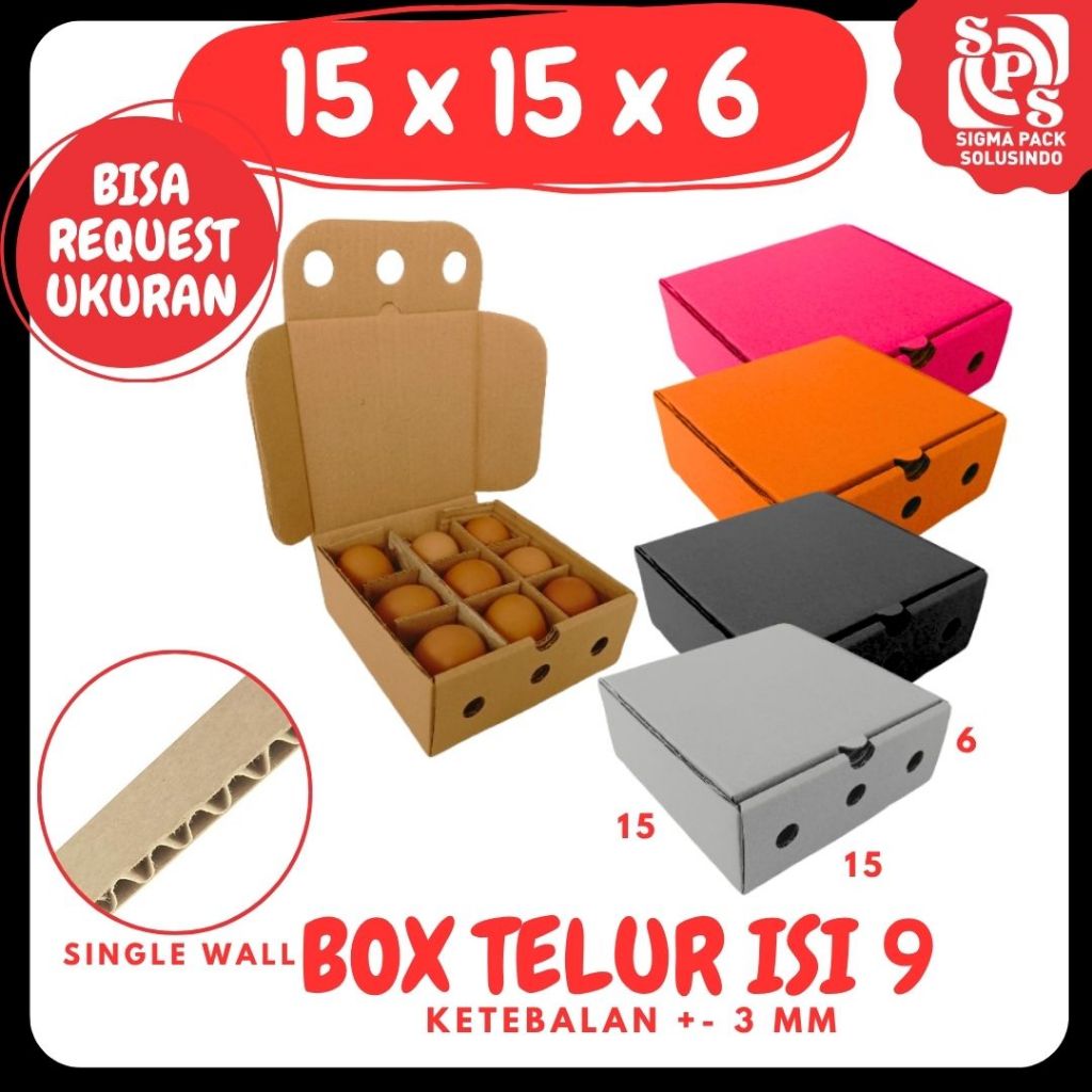 Kardus 15x15x6 LD Box 15x15x6 LD Dus Telur Isi 9 15x15x6 LD Kotak Packing Tray Endog Asin Zigma Box