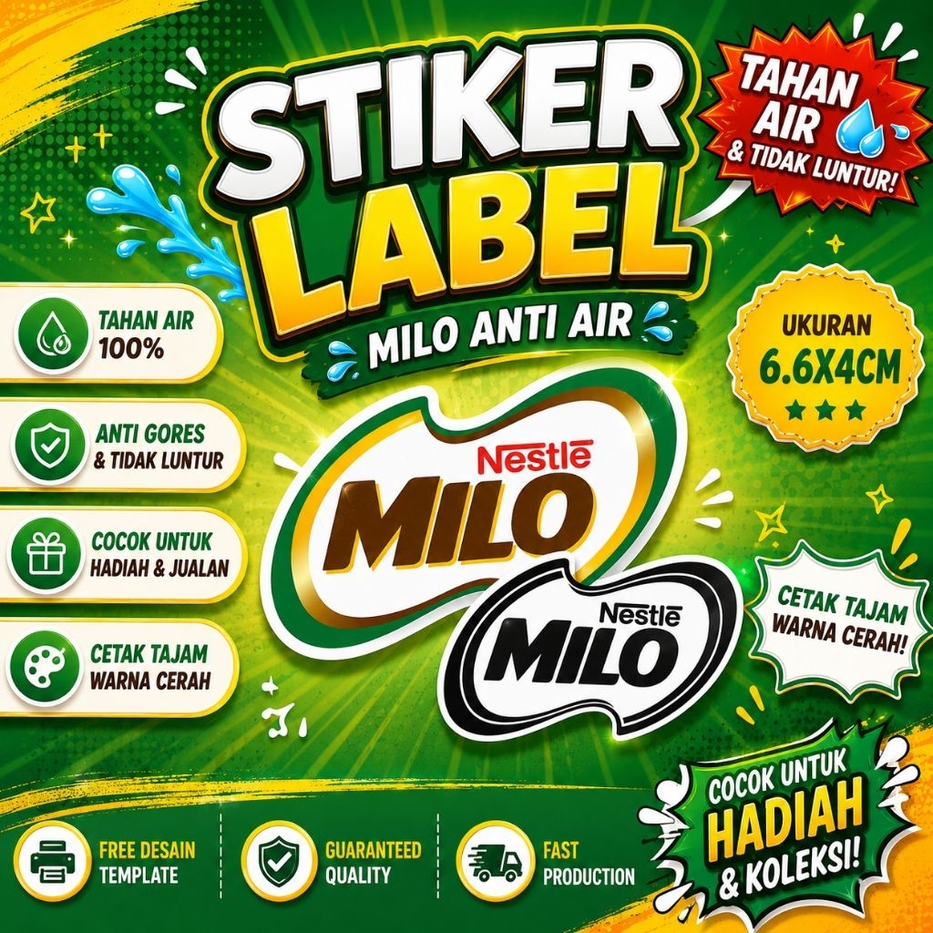 STIKER LABEL MILO ISI  | STIKER CUP MILO | STIKER CUP | STIKER GELAS
