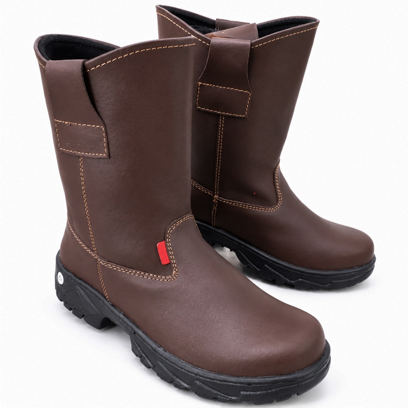 Sepatu Boot Safety Ujung Besi Kulit sintetis Proyek Tambang PHL PDL TNI murah berkualitas size 37-46