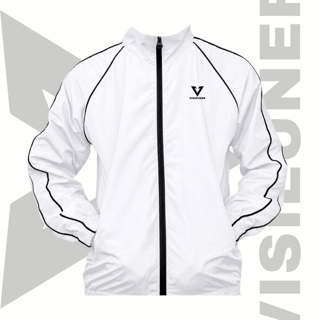 Jaket Tracktop parasut putih waterproof