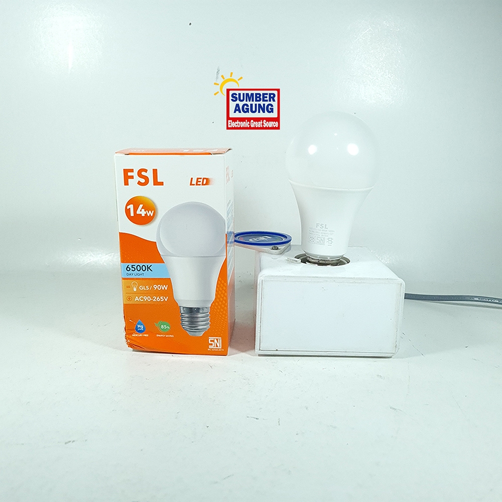FSL Lampu LED 14W 6500K Lampu Bulat Cahaya Putih Lumen 6500K Putih Bulb