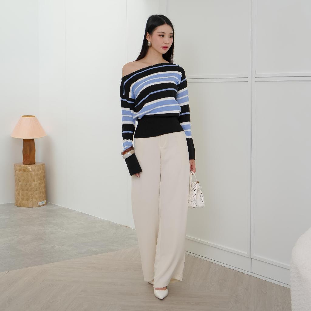 Clothea - Lauren Asymetri Rajut blouse kintwear sweater rajut premium sabrina wanita cantik