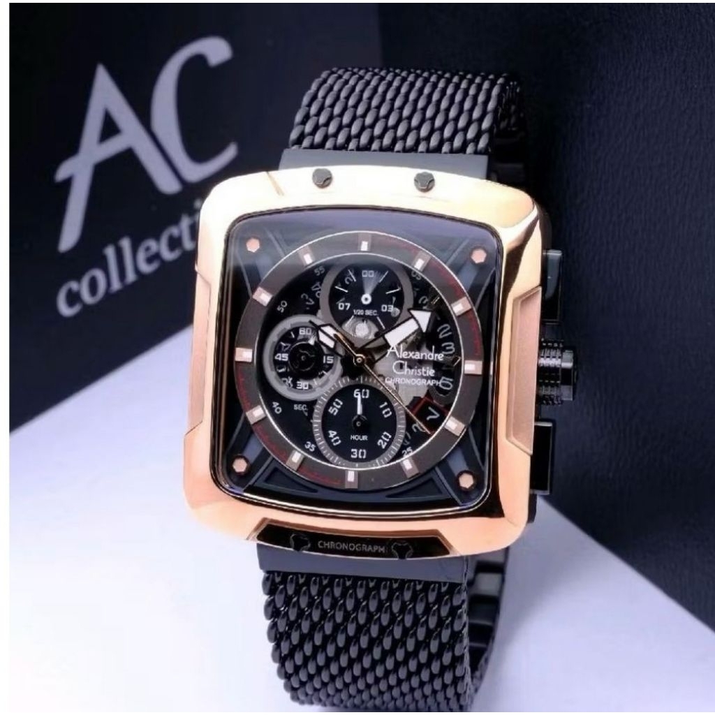 Alexandre Christie AC 3030  / Ac 3030 Rantai / kulit / Rubber jam tangan pria original