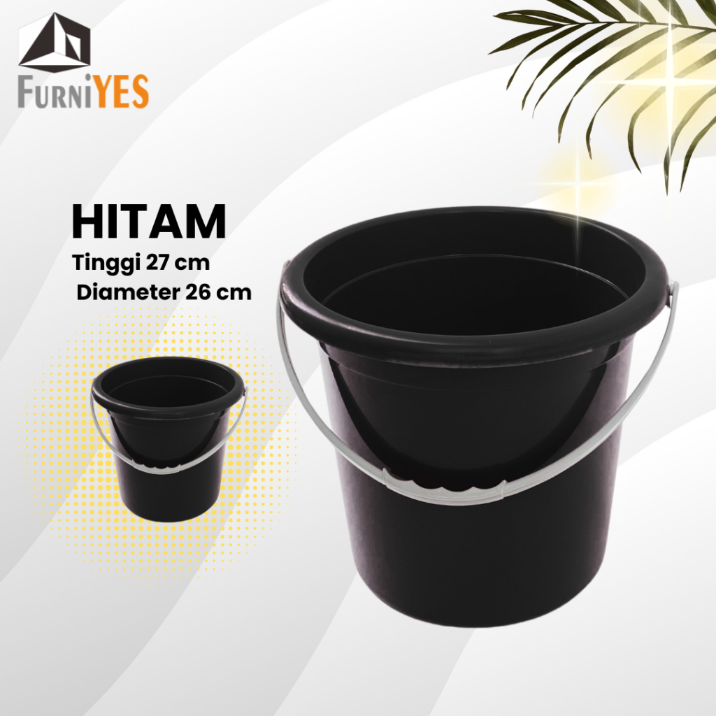 FurniYES x Sanpu Line GROSIR Ember Plastik Sedang Hitam | Ember Plastik Murah | Ember Plastik Anti P