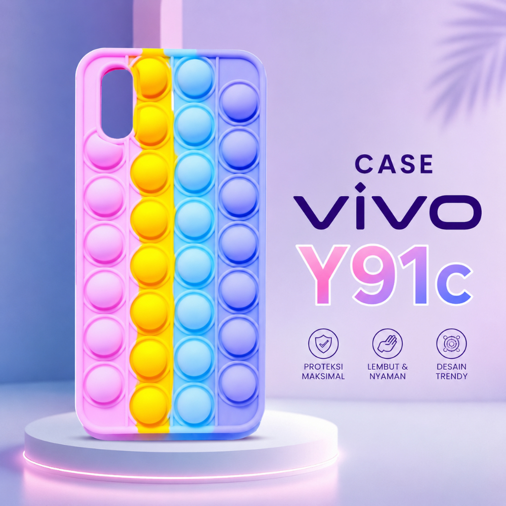 CASING VIVO Y91C POP IT ANTI AIR  WARNA RAINBOW MODEL SOFT CASE LENTUR