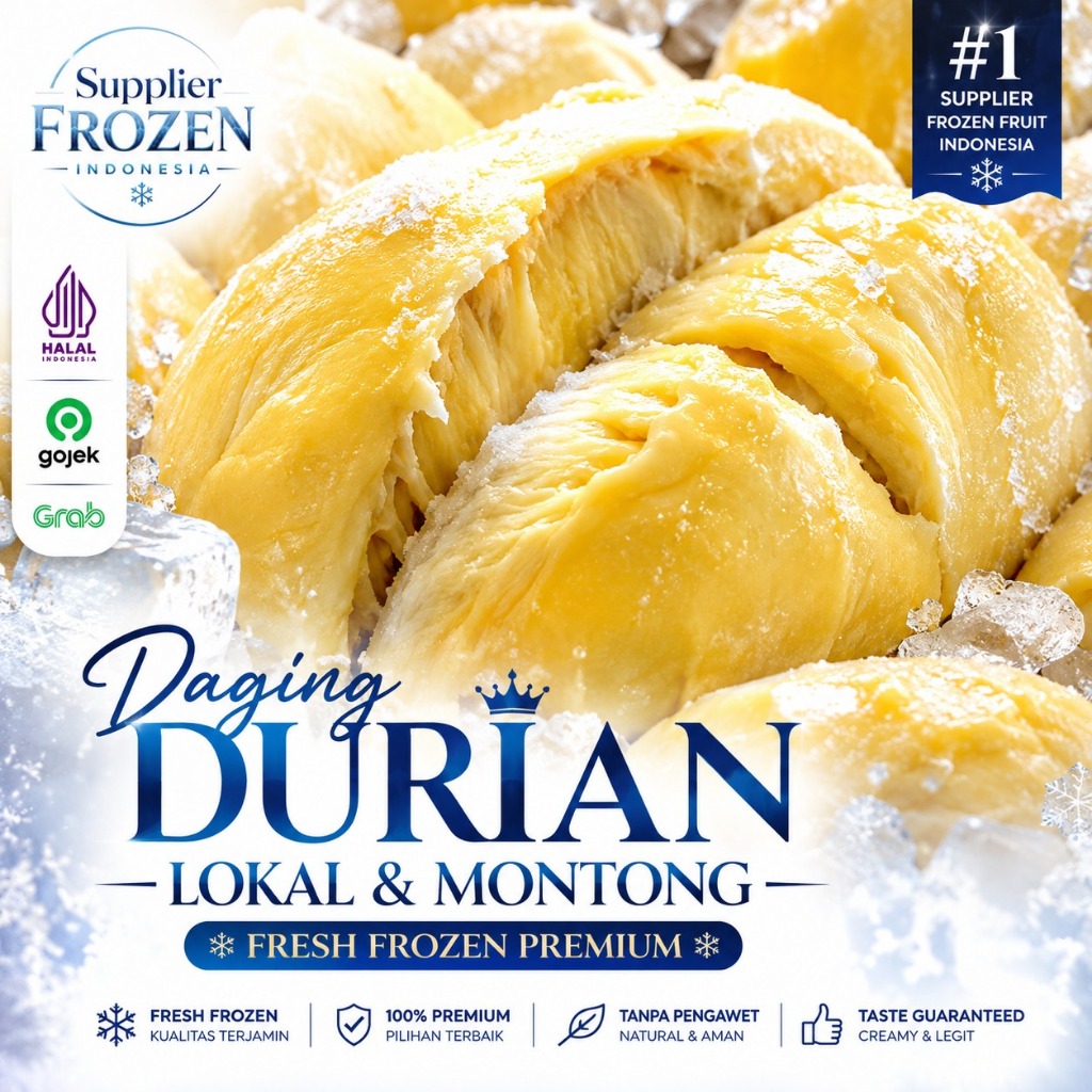 Durian Kupas Frozen Fruit 500g – Buah Beku Segar Siap Konsumsi | Supplier Frozen Indonesia