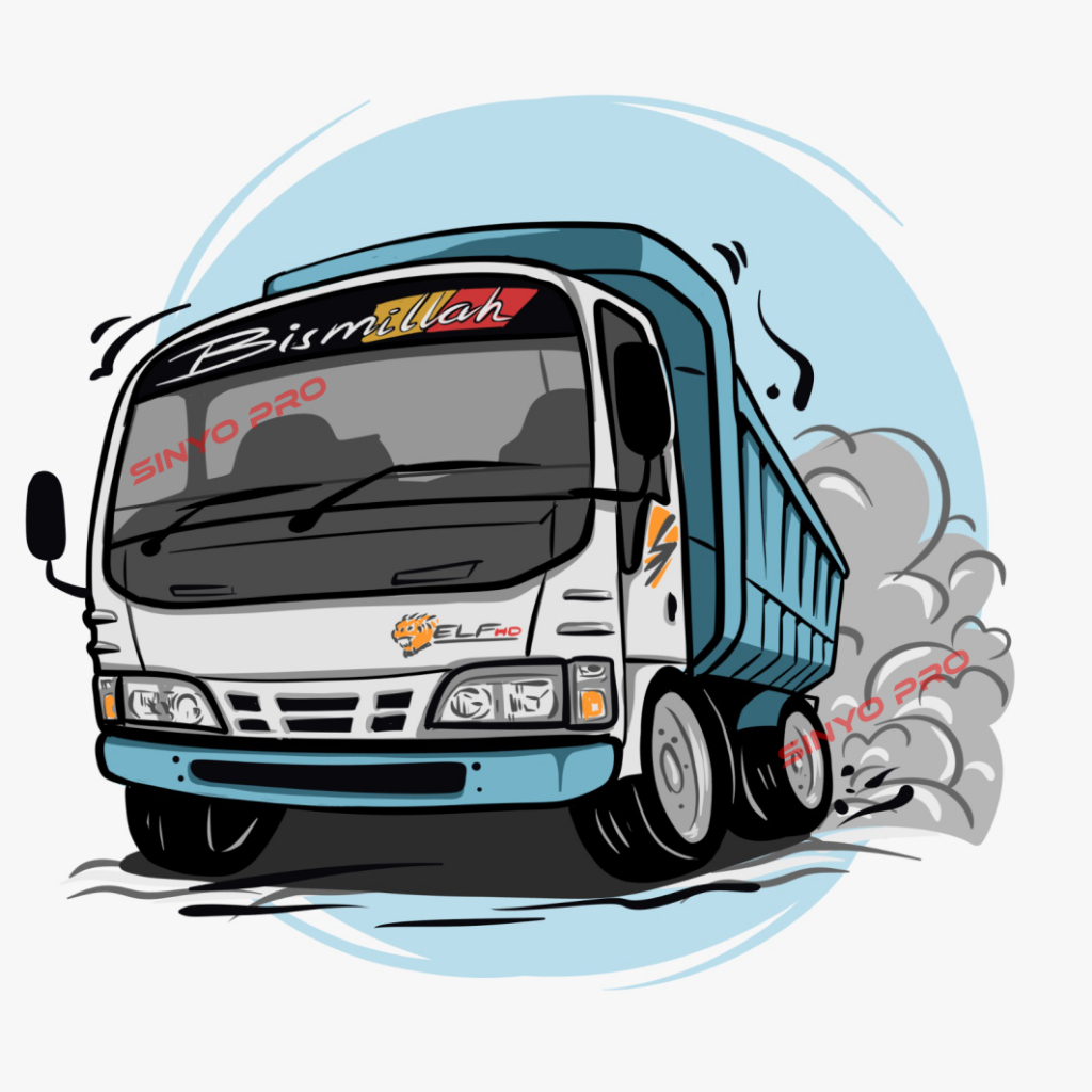 Stiker Truk Elf Canter Sticker logo Mobil Elf Truck bismilah