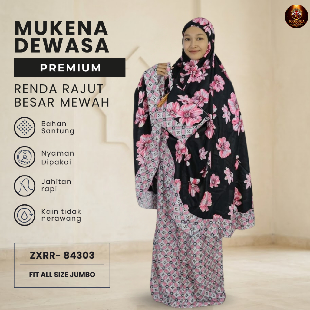 Mukena Batik Dewasa Premium Santung Rayon Adem Jumbo Perlengkapan Sholat Wanita Ria Batik Solo