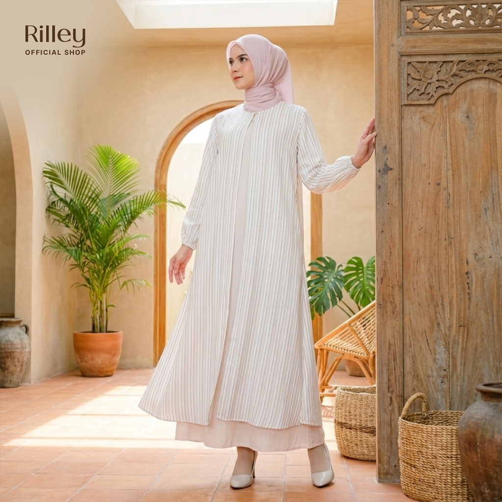 RILLEY - Gamis Niskala | Gamis Salur Wanita | Gamis Kombinasi Poplin & Rayon Slup