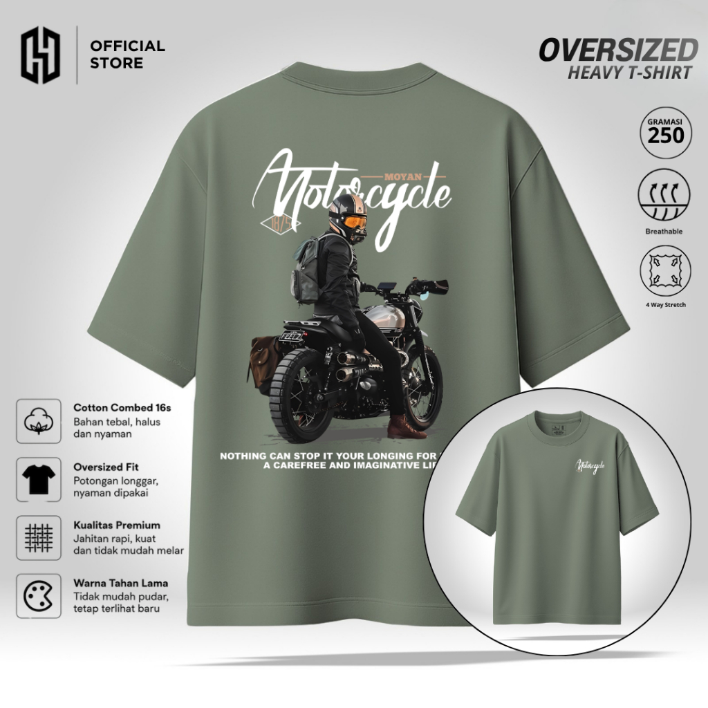 HAENHA Kaos Oversize Heavyweight Motorcycle Cotton Combed 16S