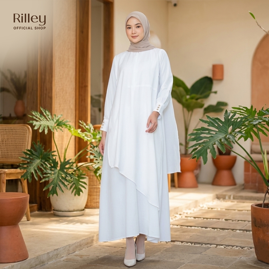RILLEY - Gamis Shanum | Gamis Wanita Bahan Dobby QN Adem | Gamis Busui