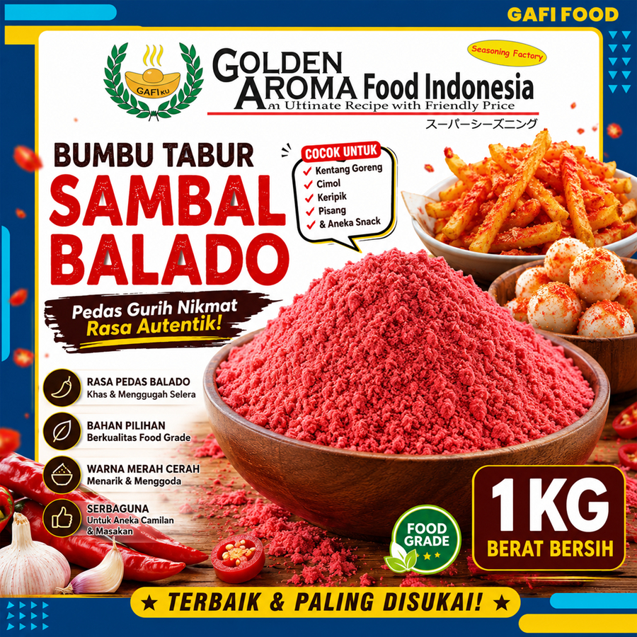 BUMBU TABUR SAMBAL BALADO 1 KG FOOD GRADE 1Kg Bubuk Balado Kiloan Untuk Bumbu Kentang Goreng Cimol K