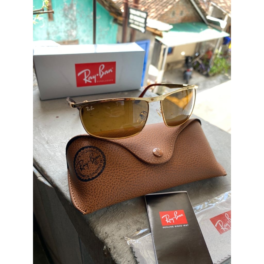 kacamata ray-ban RB3462 size 68 rosegold kaca coklat