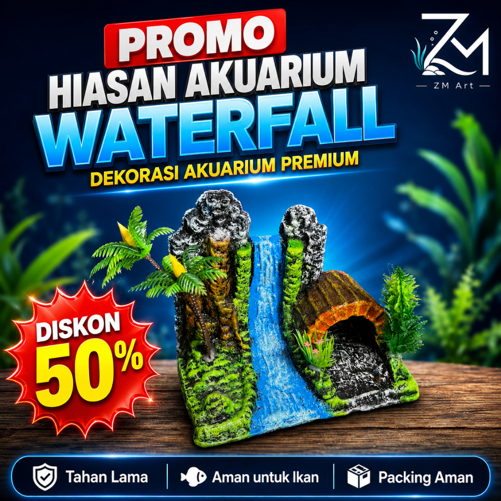 Hiasan Aquarium Air Terjun Waterfall Mini Dekorasi Akuarium Air Terjun Gua Ikan Ornamen Aquascape