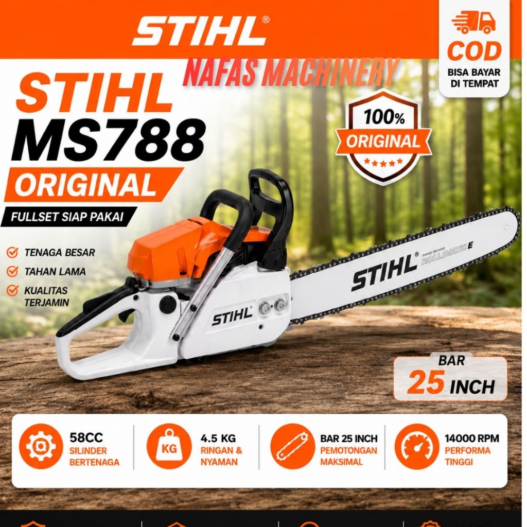 Mesin Senso Chainsaw STIHL 788 New Original Asli Gergaji Mesin Tebang Kayu 25 Inch Fullset BISA COD