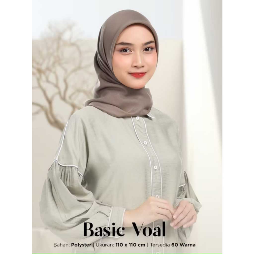 SQUARE BASIC VOAL ORI UMAMA SCARF TERMURAH / SEGIEMPAT VOAL POLOS PREMIUM JAHIT TEPI KEMASAN PLASTIK