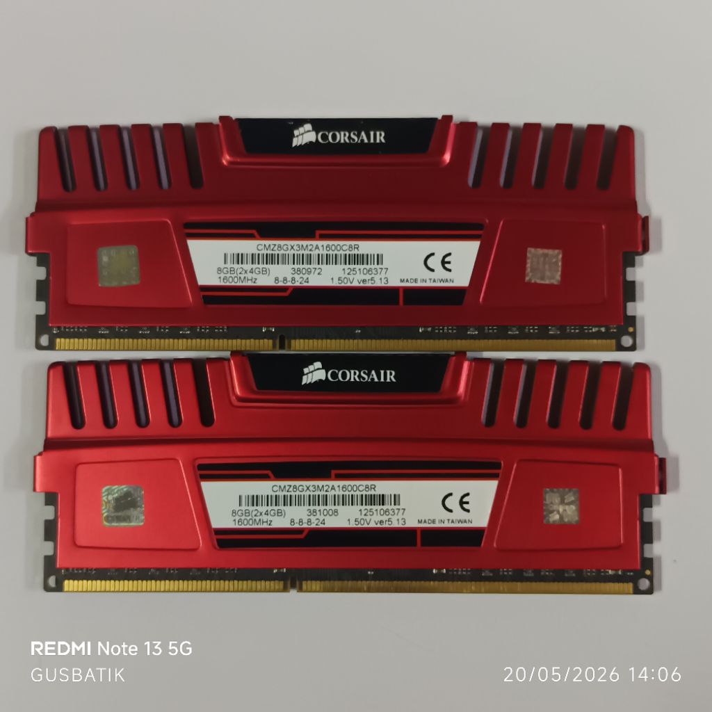 ram memori pc gaming ddr3 8GB kit (2x4GB) corsair vengeance second original garansi resmi dtg