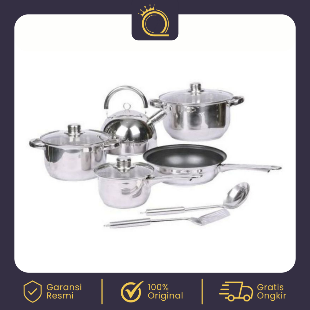NIKO Cookware Set Stainless 7in1 NK-1112ST Panci Set Peralatan Makan