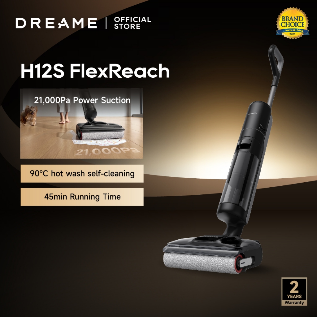 Dreame H12s FlexReach Wet & Dry Cordless Vacuum Cleaner | 100% Tangle Free | 90°C Hot Water Wash 2 Y