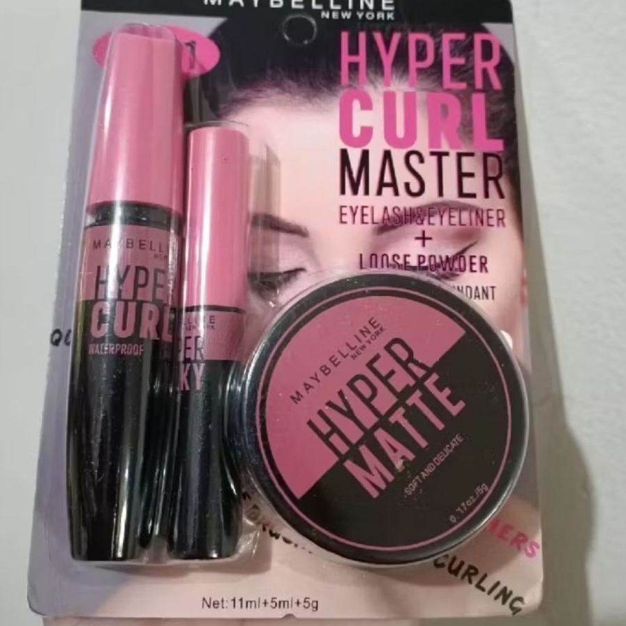 PROMO MAYBELLINE 3in1 Hyper Curl Master(Bedak+Maskara+Eyeliner)