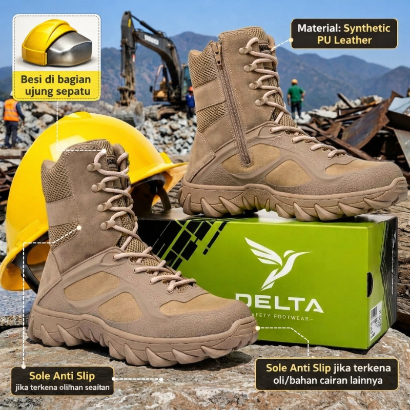 Sepatu Boots Pria Tactical Military - Sepatu Pria Tactical Boots Safety Army Outdoor Gunung Hiking A