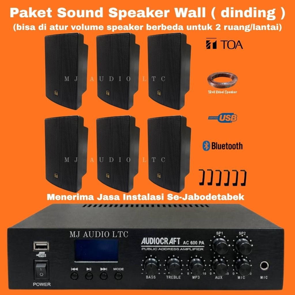 Paket Sound Musik Cafe 6 Titik Speaker TOA ZS-1030  Original Ampli Bluetooth