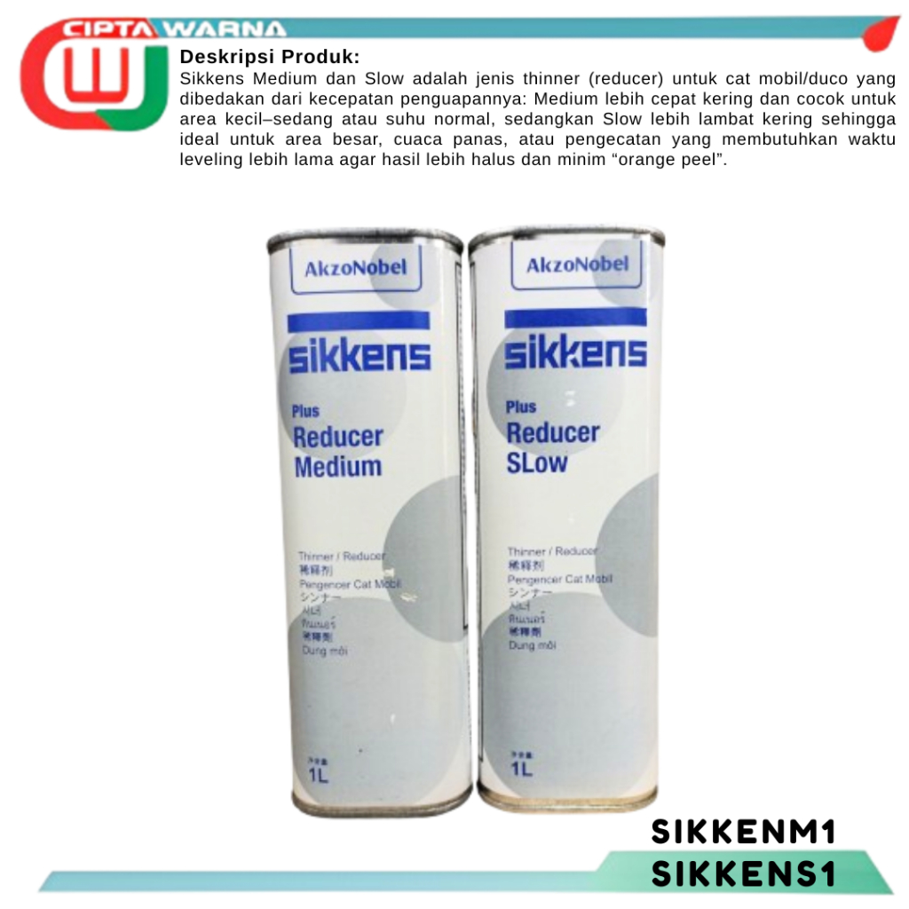 Thinner PU Sikken Reducer Fast Medium Slow Dry Tiner 1L - CWJ
