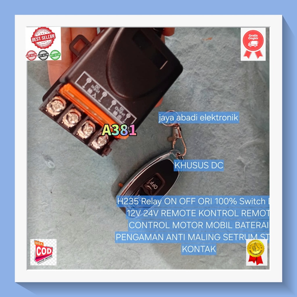 A381 REMOT WIRELESS UNIVERSAL H235 Relay ON OFF ORI 100% Switch DC 12V 24V REMOTE KONTROL REMOT CONT